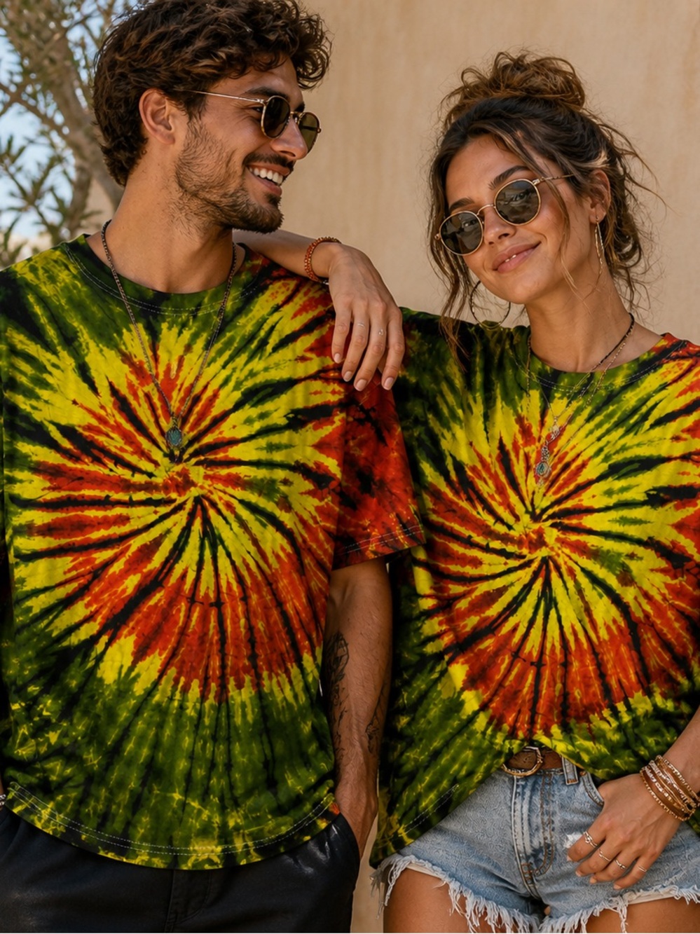 Rhea Tie Dye T-Shirt NWT Handmade 100% Cotton Boho Festival Tee XL